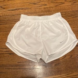 White Nike athletic shorts woman